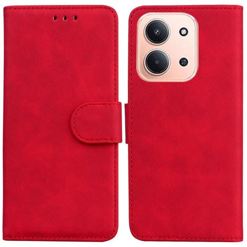 Funda de cuero con tapa de color puro y tacto suave para Redmi 15C 4G (173,1 mm) / Redmi 15C 5G (173,1 mm) (Rojo)