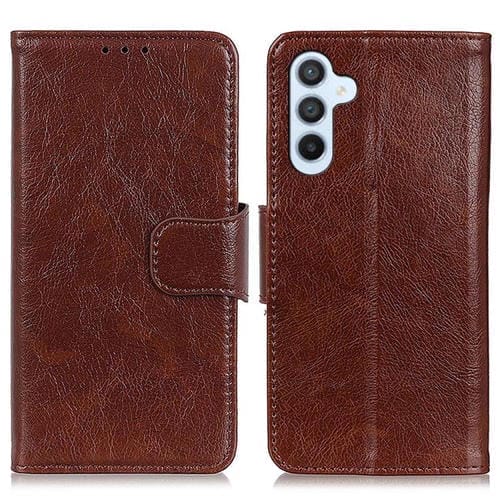 Funda de cuero con tapa horizontal y textura Nappa para Samsung Galaxy S25 FE 5G (marrón)