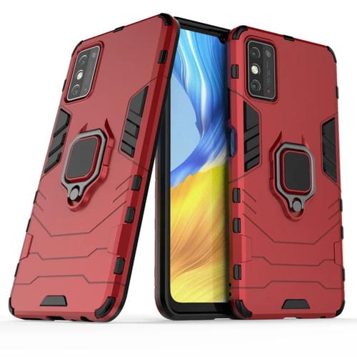 Para Huawei Honor X10 Max Funda protectora PC + TPU a prueba de golpes con soporte para anillo magnético (rojo)