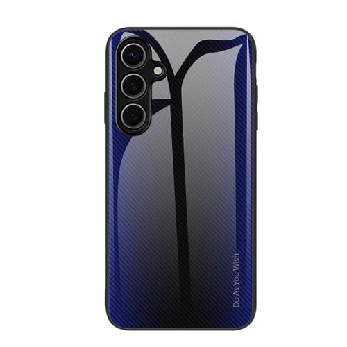 Caja de Teléfono Samsung Galaxy S24 FE 5G TPU Vidrio Degradado con Textura (Azul Oscuro)