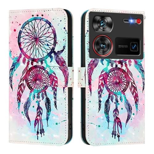 Funda de Cuero con Tapa Horizontal para ZTE Nubia Z60 Ultra con Pintura 3D (Campanas de Viento Color)