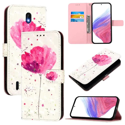Funda de Cuero con Tapa Horizontal y Pintura 3D para Nokia C01 Plus/C1 2.ª Edición (Flor)