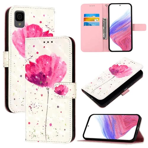 Funda de Cuero con Tapa Horizontal para TCL 30Z T602Dl con Pintura 3D (Flor)