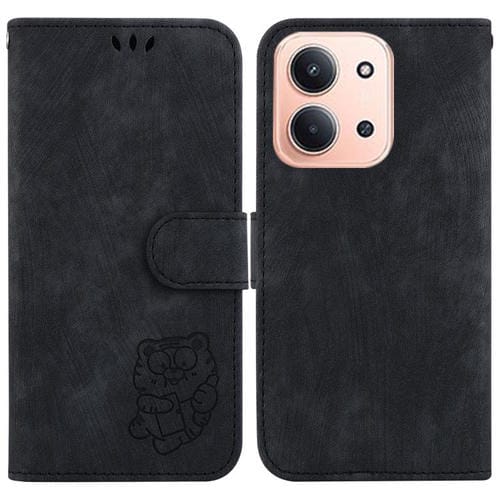 Funda de cuero con relieve de tigre pequeño para Redmi 15C 4G (173,1 mm) / Redmi 15C 5G (173,1 mm) (negro)