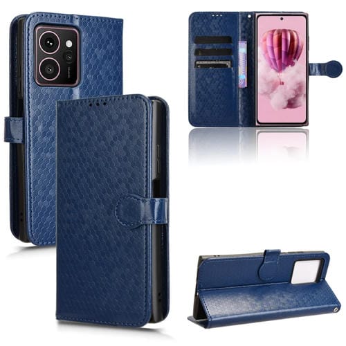 Funda de Cuero con Textura de Puntos Panal para Teléfono HMD Skyline 5G (Azul)