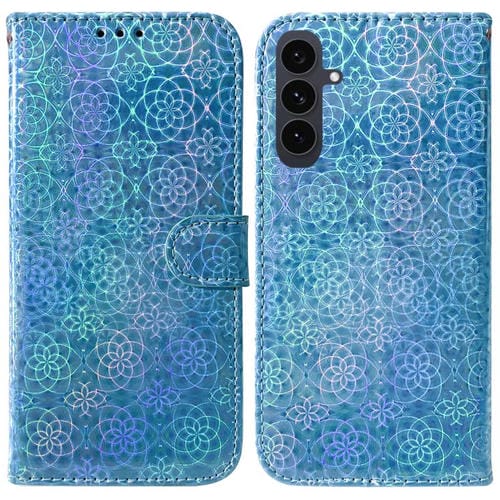 Funda de cuero con hebilla magnética colorida para Samsung Galaxy S25 FE 5G (azul)