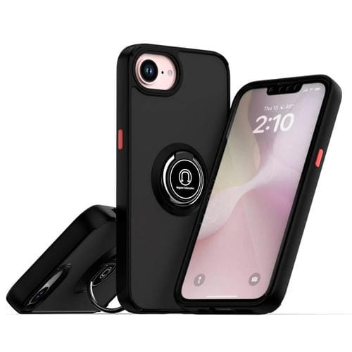 Funda de TPU + PC con anillo para iPhone 16e Q Shadow 1 Series (negro y rojo)