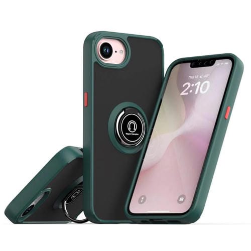 Funda de TPU + PC con aro para iPhone 16e Q Shadow 1 Series (verde oscuro)
