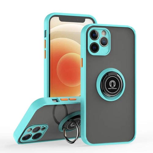Funda de TPU + PC con anillo para iPhone 12 Q Shadow 1 Series (azul cielo)