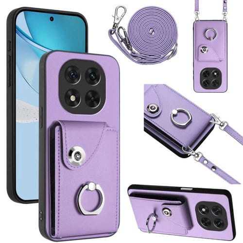 Funda para Redmi Note 14 Pro 5G con tarjetero, anilla y cordón largo (morado)