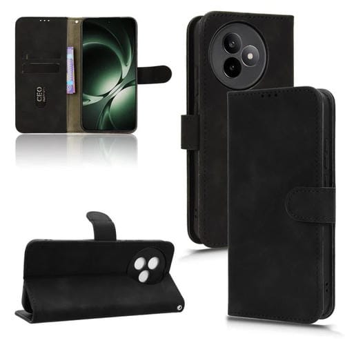 Funda de cuero con tapa magnética para Redmi K80 Ultra Skin Feel (negra)