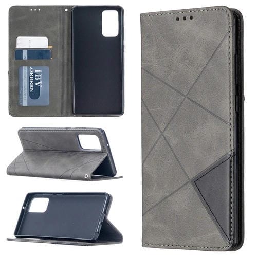 Estuche para Samsung Galaxy Note 20 Cuero Magnético Tapa Horizontal Textura Rombo Soporte Ranuras Tarjetas Billetera (Gris)