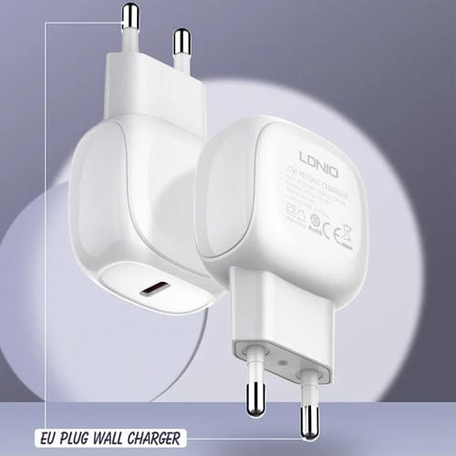 Cargador Rápido Ldnio A1206C PD27W USB-C con Cable Tipo C 1 m (Blanco) Enchufe UE