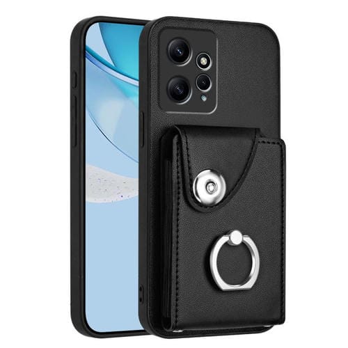 Funda para Redmi Note 12 4G con tarjetero y anillo (negro)
