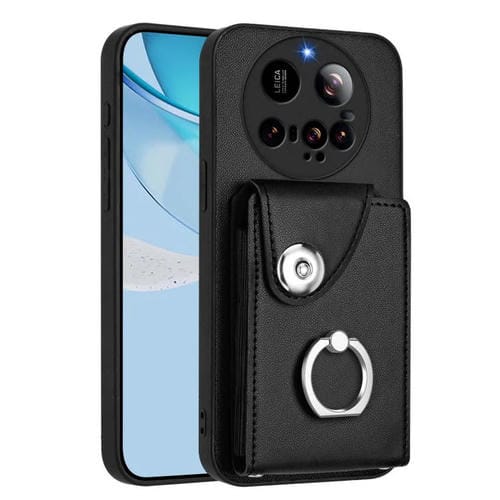 Funda para Xiaomi 15 Ultra con tarjetero y anillo (negra)
