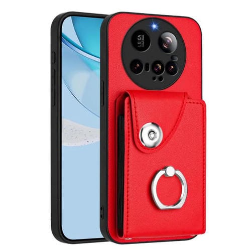 Funda para Xiaomi 15 Ultra con tarjetero y anillo (roja)