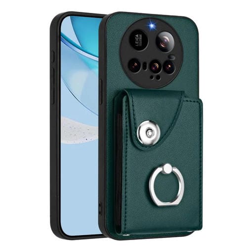 Funda para Xiaomi 15 Ultra con tarjetero y anillo (verde)