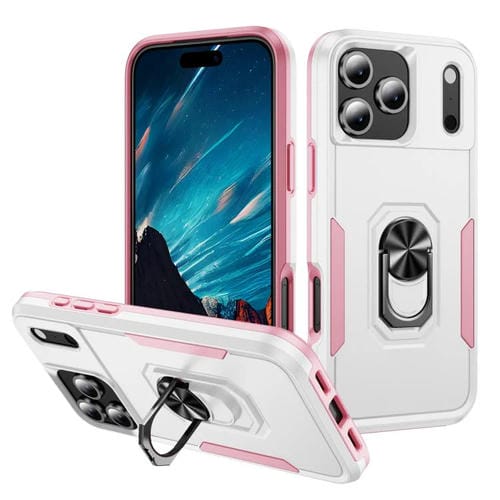 Funda Pioneer Armor de PC y TPU resistente con soporte para iPhone 17 Pro (blanco y rosa)