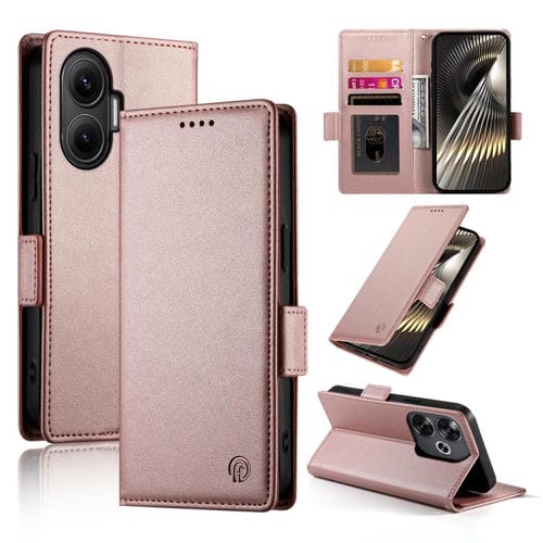 Funda de cuero esmerilado con hebilla lateral magnética para Redmi Turbo 4 Pro / Xiaomi Poco F7 (oro rosa)