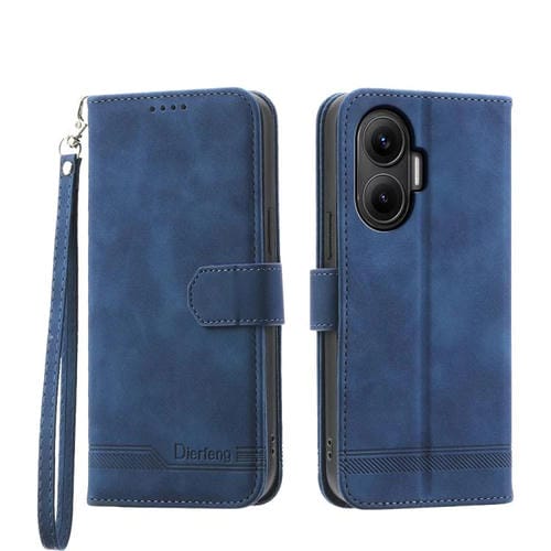 Funda híbrida de TPU y cuero sintético Dierfeng Dream Line para Redmi Turbo 4 Pro y Xiaomi Poco F7 (azul)