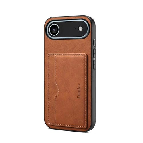 Funda de PU con ranura para tarjeta para iPhone 17 Air Denior D08 (marrón)