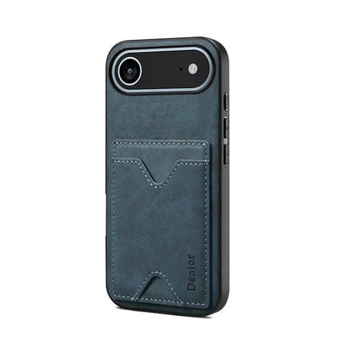 Funda trasera de PU con ranura para tarjetas para iPhone 17 Air Denior D06 (azul)
