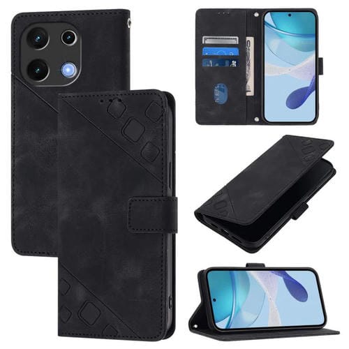 Funda de Piel con Relieve para Teléfono Umidigi Note 100 (Negra)
