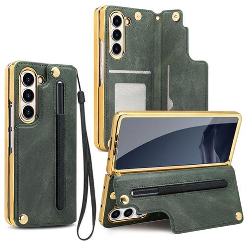 VIETAO - Funda de PU con tapa y soporte plegable integrado para Samsung Galaxy Z Fold7 (verde)