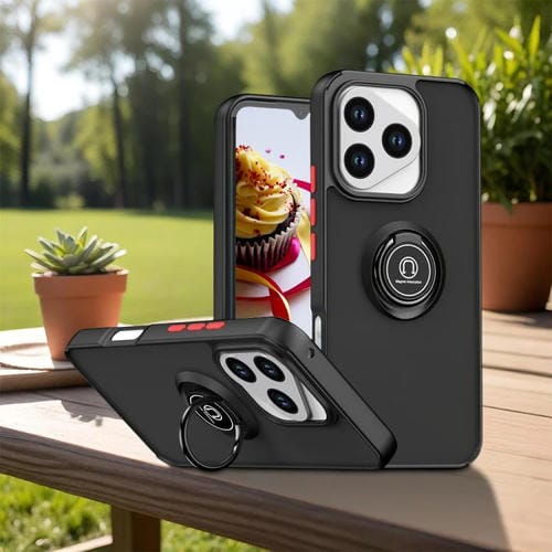 Funda de TPU + PC con anillo para Honor 400 Lite Global Q Shadow 1 Series (Negro + Rojo)