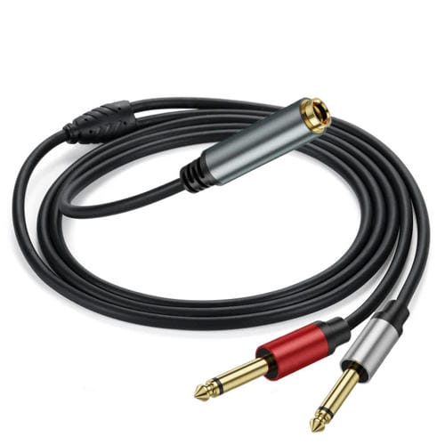 Cable Adaptador Audio Mono 3 m conector Hembra Estéreo TRS 6,35 mm a 2 Macho TS 6,35 mm (Negro)
