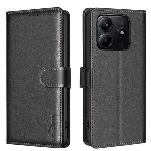 Funda de Cuero Antirrobo Rfid con Textura Litchi para Redmi Note 14 4G (Negra)