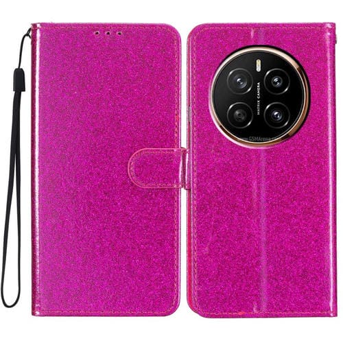 Funda de Cuero con Tapa y Purpurina para Honor Magic7 Pro (Rosa)