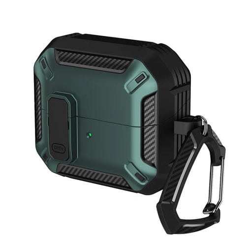 Funda Protectora para Auriculares Samsung Galaxy Buds 3/3 Pro con Interruptor y Gancho (Negro y Verde)