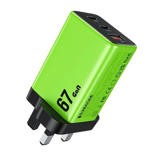 Cargador Rápido Usb-C Tipo-C x2 Wk Wp-U157 67 W (Verde) Enchufe Británico