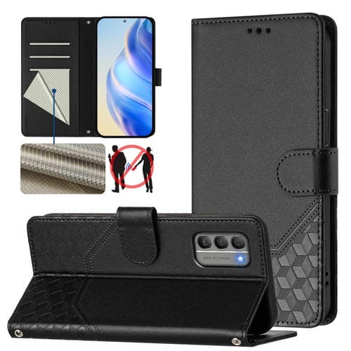 Funda de Cuero Rfid con Relieve en Panal para Nokia G400 (Negra)