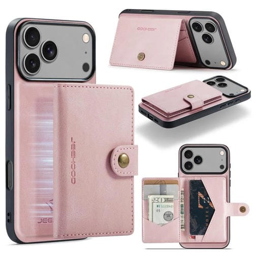 JEEHOOD J01 - Funda magnética desmontable estilo billetera para iPhone 17 Pro (rosa)