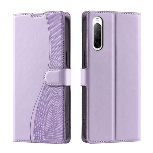 Funda de Cuero Ultrafina con Puntos para Teléfono Sony Xperia 10 V Voltage (Morado)