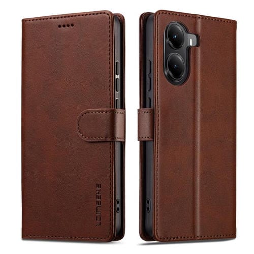 Funda de piel con textura de becerro LC.IMEEKE para Xiaomi Poco X7 Pro (café)