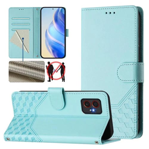 Funda de piel con relieve de panal RFID para Samsung Galaxy XCover7 Pro (verde menta)