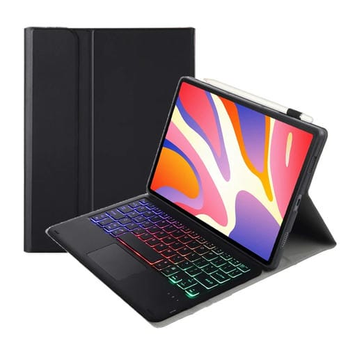 Funda de Cuero para Tableta Huawei Matepad Se 11 (2024) con Teclado Bluetooth Retroiluminado Desmontable (Negro)