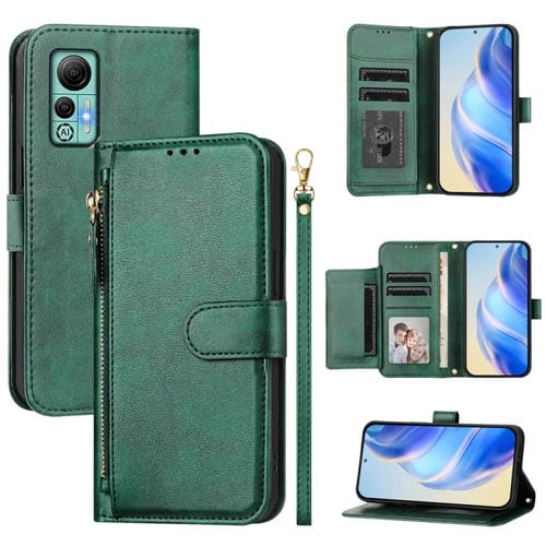 Funda de Cuero con Cremallera y Ranuras para Tarjetas Ulefone Note 14 (Verde)