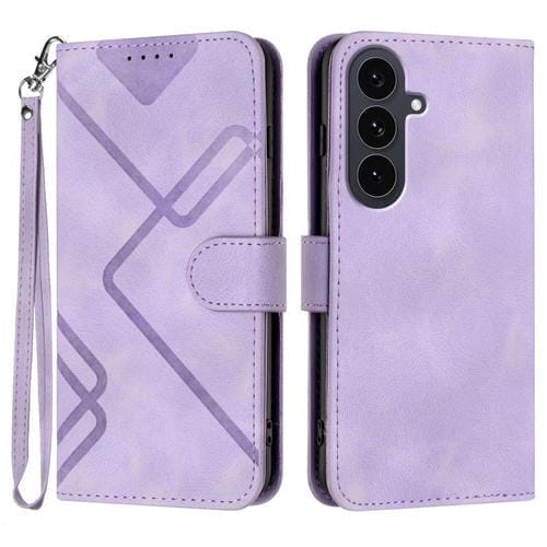 Funda de piel con diseño de líneas para Samsung Galaxy S25 FE 5G (morado claro)