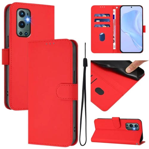 Funda de Cuero con Cordón para OnePlus 9 Pro Skin Feel (Rojo)
