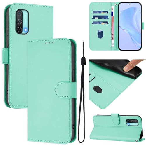 Funda de piel sintética con cordón para OnePlus Nord Ce 5G (Verde Menta)
