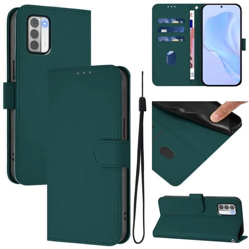 Funda de Piel Sintética con Cordón para Nokia G42/G310 (Verde Oscuro)
