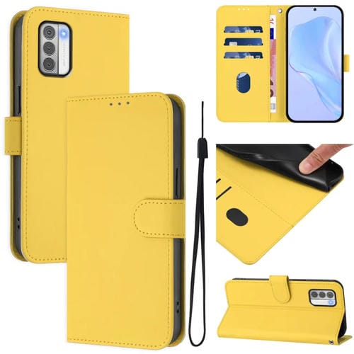 Funda de Piel Sintética con Cordón para Nokia G42/G310 (Amarillo Limón)