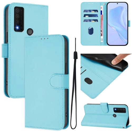 Funda de Piel Sintética con Cordón para TCL 30 Xe 5G (Azul Cielo)