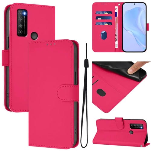 Funda de Piel Sintética con Cordón para TCL 30XL 2022 (Rosa y Rojo)