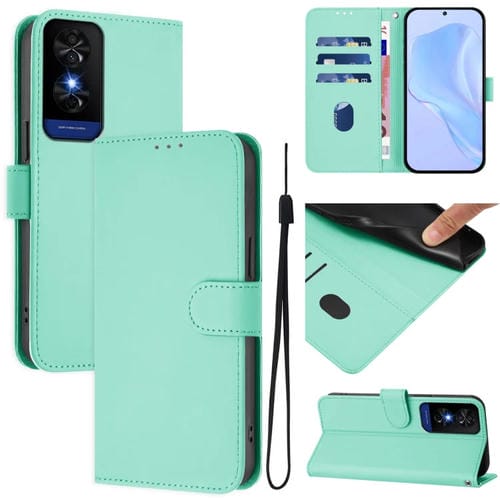 Funda de Cuero con Cordón para Teléfono TCL 50 5G / 50 Xe Nxtpaper 5G (Verde Menta)