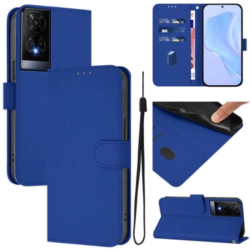 Funda de Piel con Cordón para Teléfono TCL 50 Xe con Tacto de Piel (Azul Oscuro)